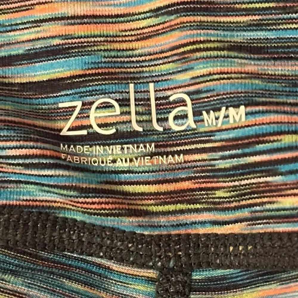 Zella Space Dye Colorful Marled Mesh Ankle Leggings Blue Multicolor M